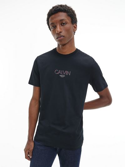 Calvin Klein Ruhák HU293501 | Calvin Klein Logo Férfi Póló Fekete